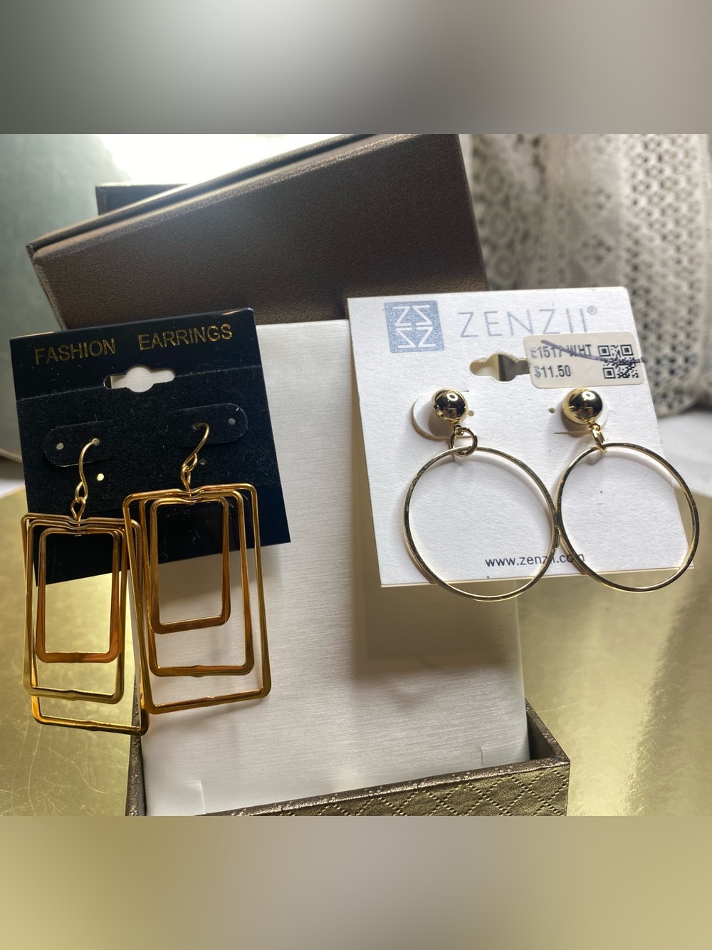 Gold Square and Round Hoop Bundle